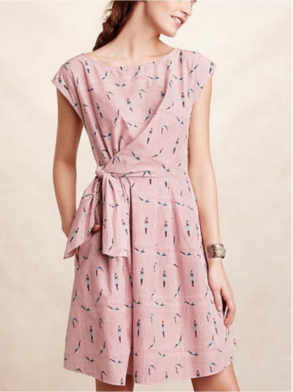 Anthropologie Maeve Tie-Waist Midi Dress